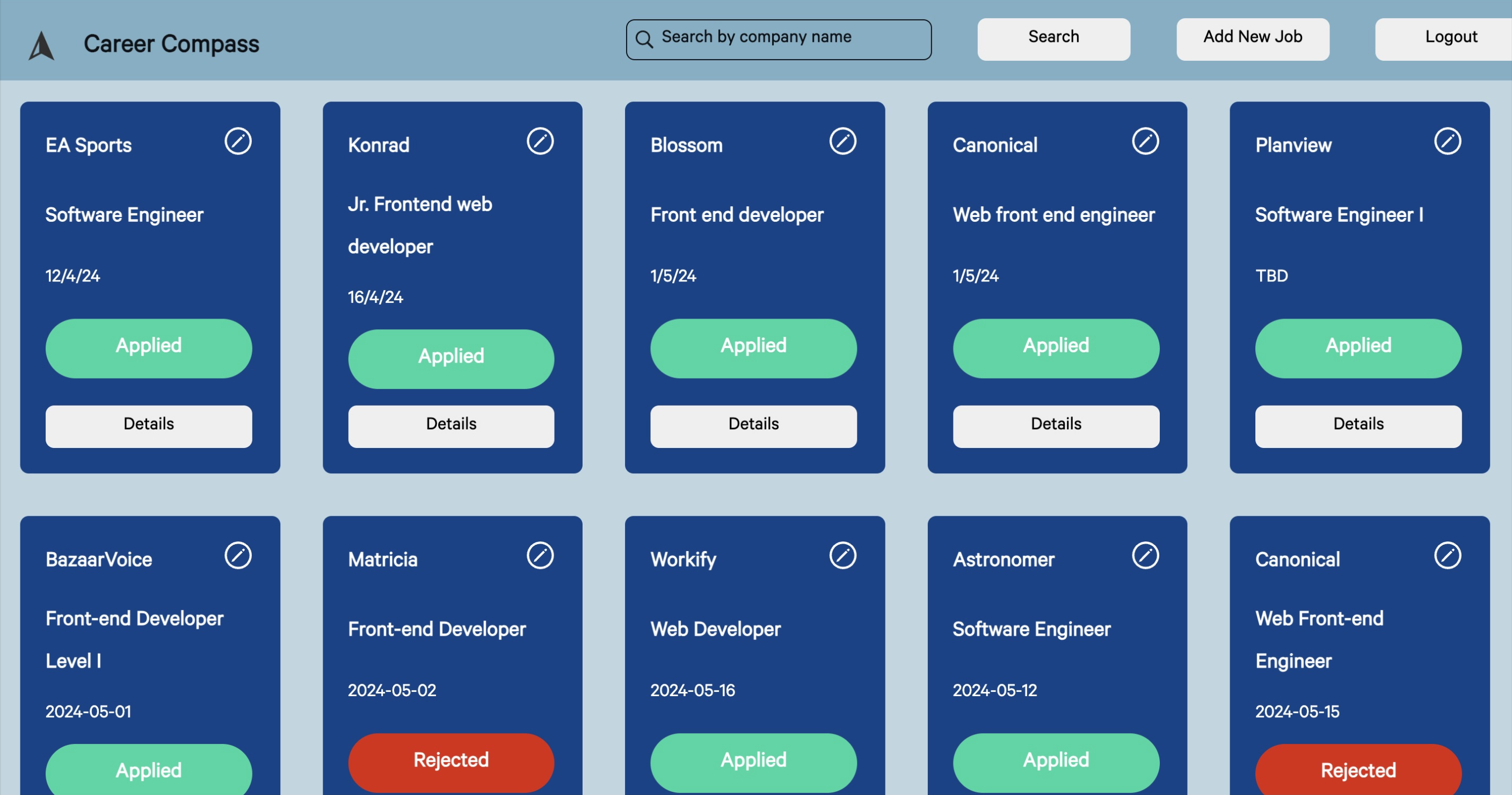 Career Compass Dashboard Page